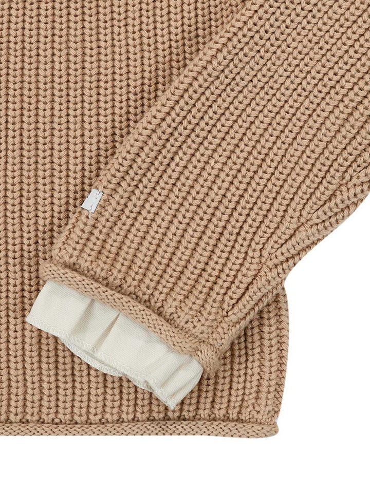 Lola Pullover mit Rüschenkragen –
Warm Sand