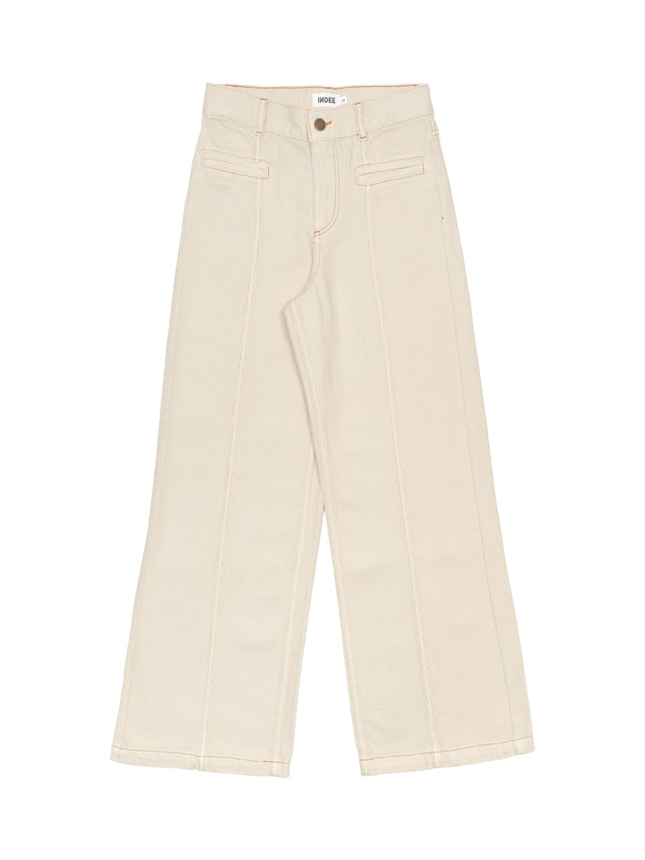 High Wasted Wide Led Jeans Oriane - Beige