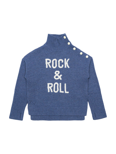 Feinstrickpullover 'Rock & Roll' mit Logo-Details - Blau