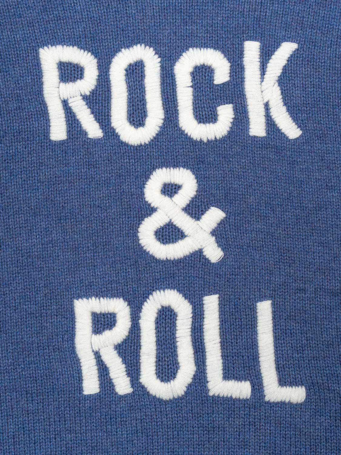 Feinstrickpullover 'Rock & Roll' mit Logo-Details - Blau