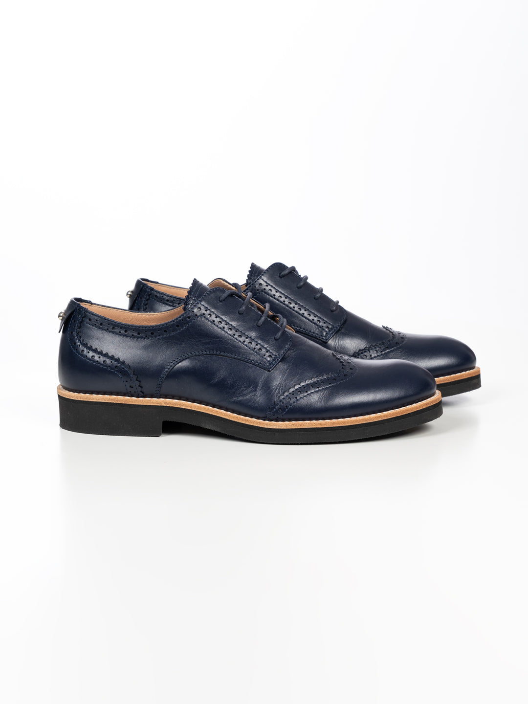 Bowling Schnürschuhe aus Leder- Navy