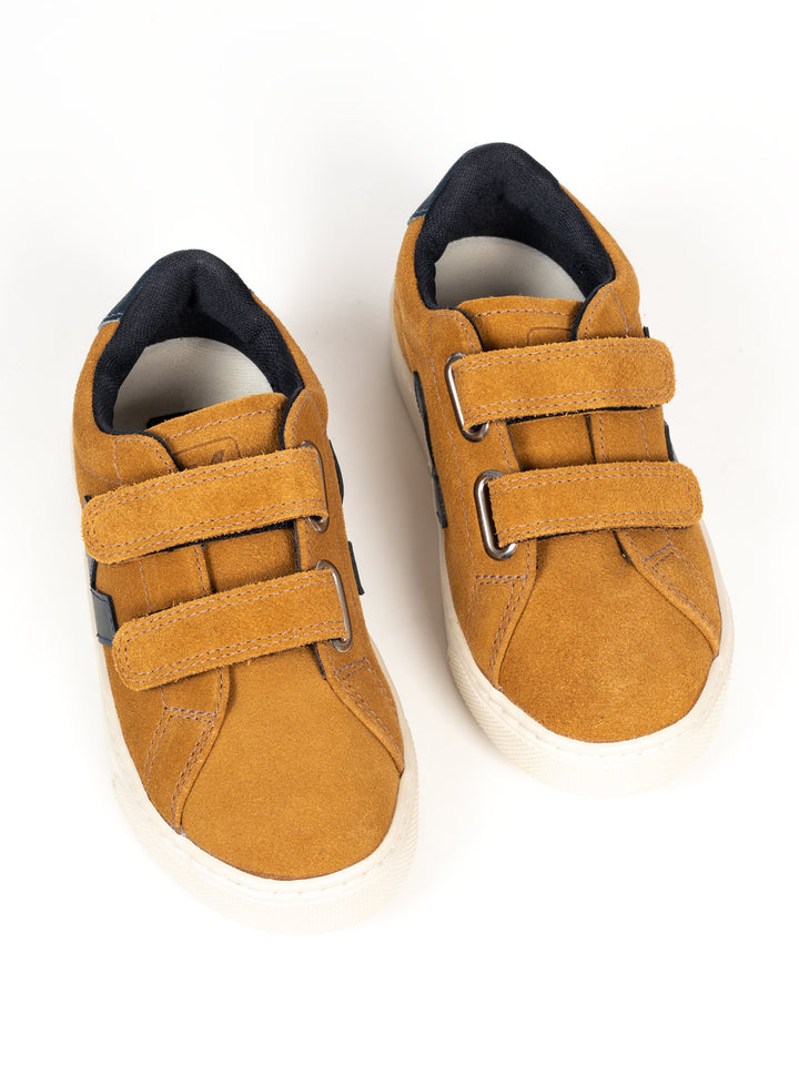 Klettverschluss-Sneaker aus Wildleder - Camel