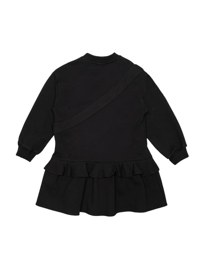 Kleid mit applizierter Baguette-Tasche - Schwarz