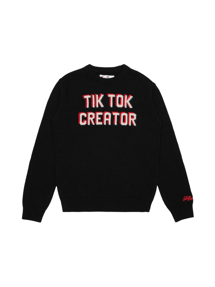 Strickpullover Tik Tok Creator - Schwarz