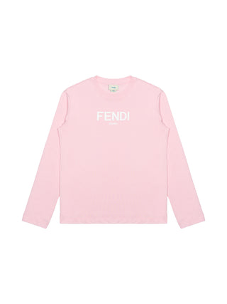 Langarm T-Shirt mit Logo-Print - Rosa