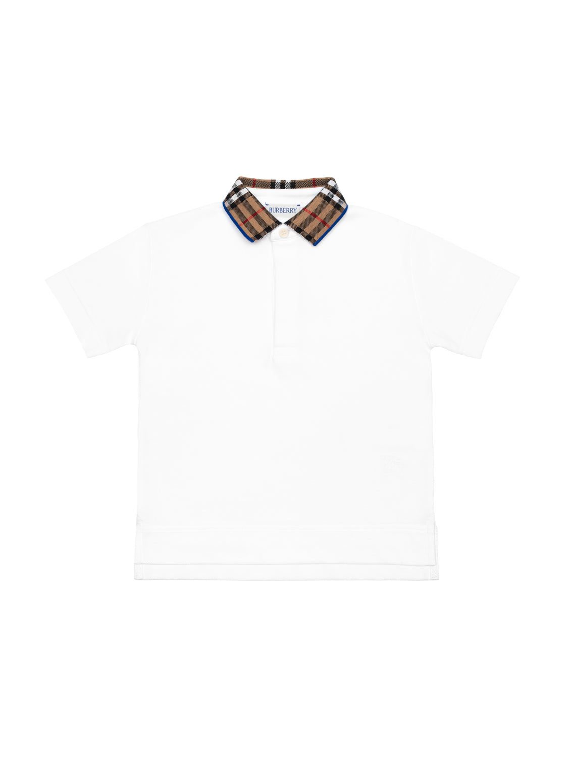 Poloshirt mit Vintage Check Kragen - Weiß