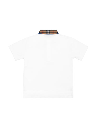 Poloshirt mit Vintage Check Kragen - Weiß