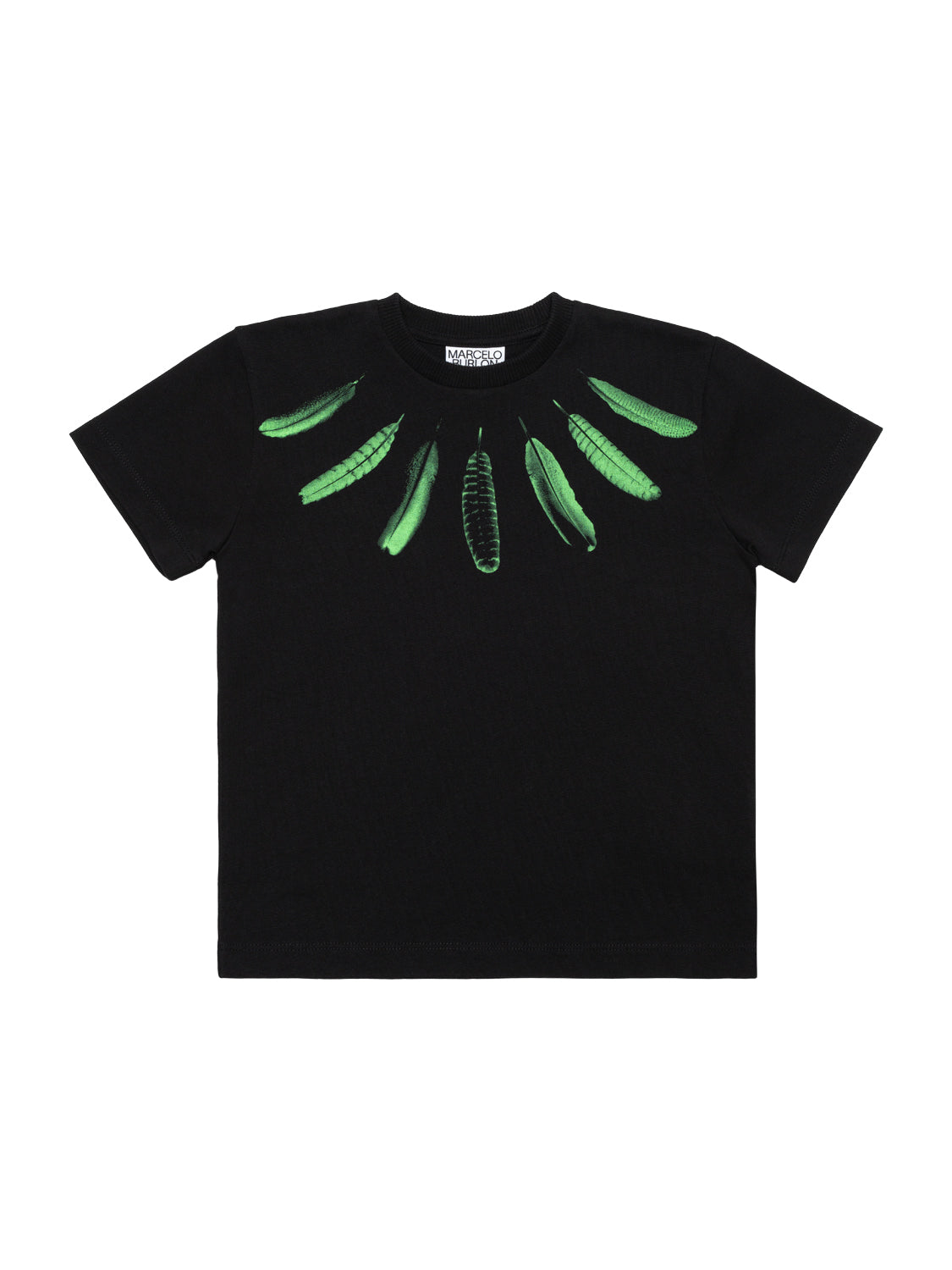 Collar Feathers T-Shirt - Schwarz