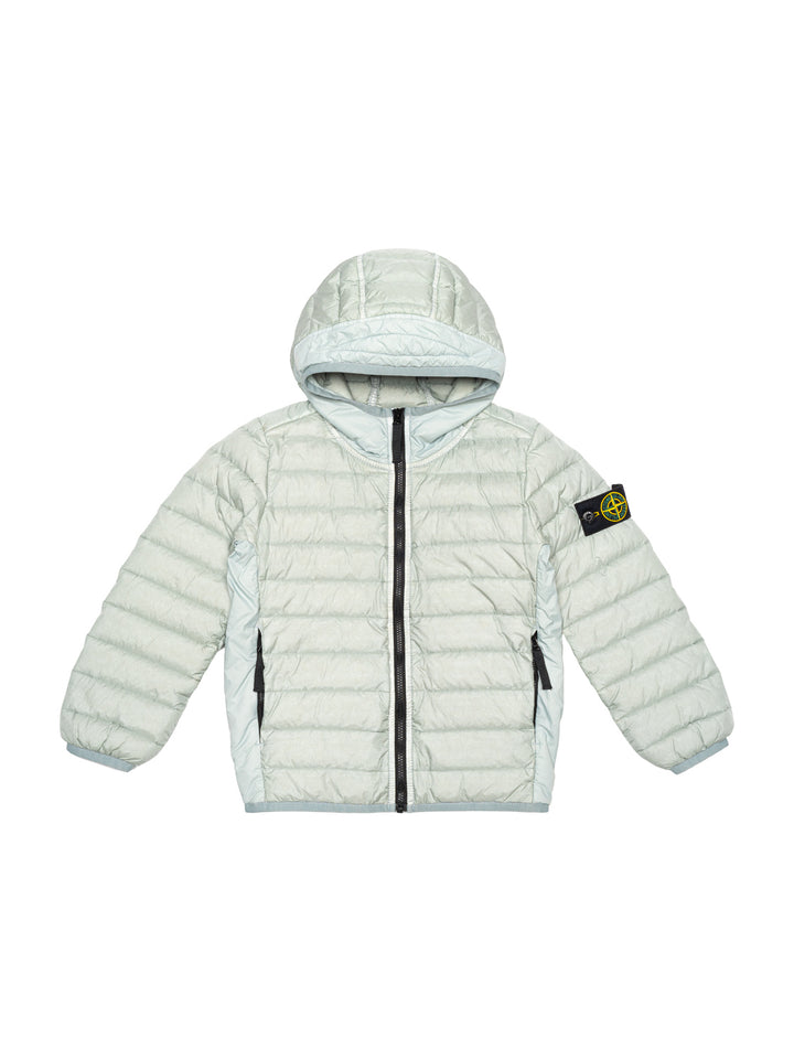 Daunen-Steppjacke mit Logo-Patch - Pearl