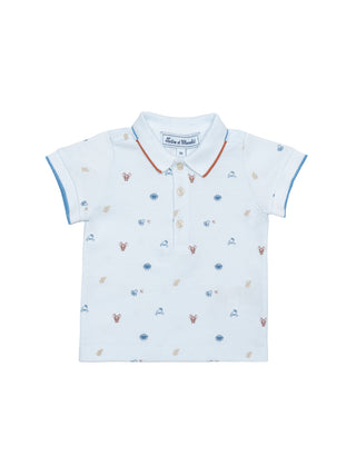 Poloshirt mit Meerestiermuster - Hellblau