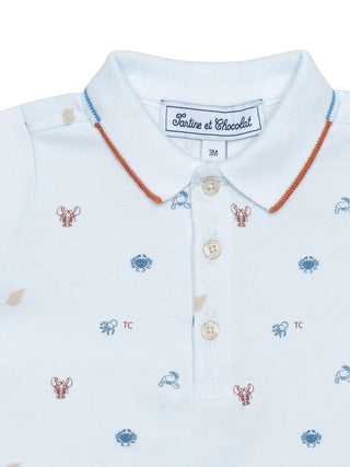 Poloshirt mit Meerestiermuster - Hellblau