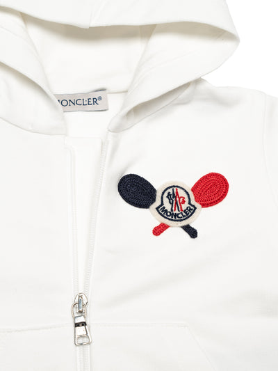 Sweatjacke mit Kapuze und Tennis-Logo - Weiß
