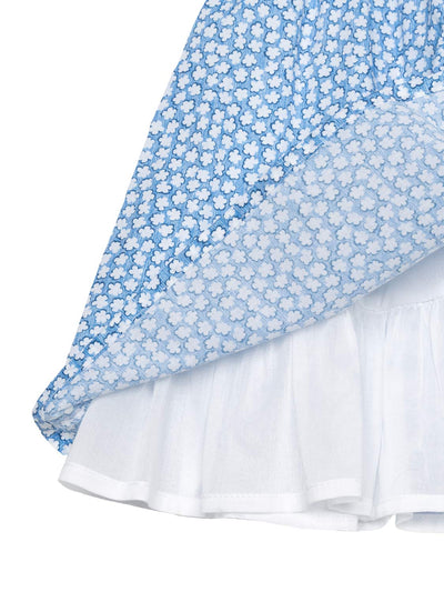 Geblümtes Kleid mit Schleifen-Detail - Blau