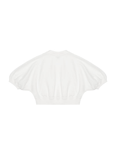 Cropped-Sweatshirt mit 3D-Logo - Weiß