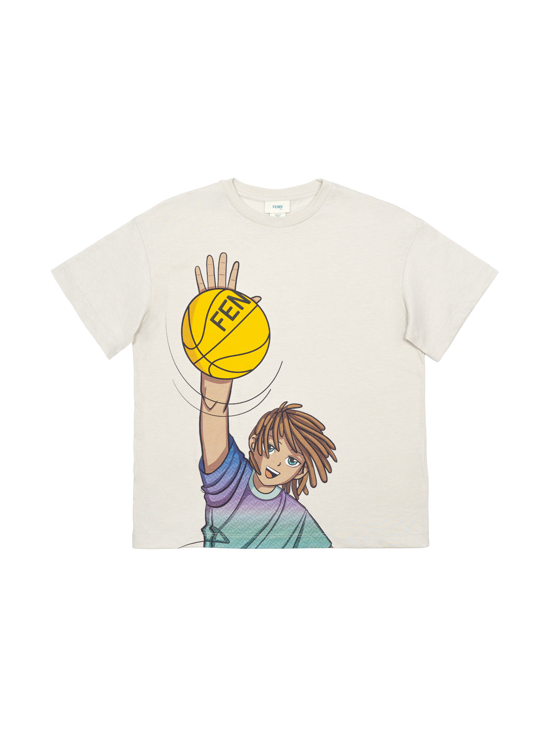 T-Shirt mit Manga-Print - Beige