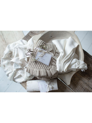 Bambus Decke mit Rüsche 85x105 - Cream