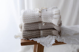 Bambus Decke mit Rüsche 85x105 - Cream