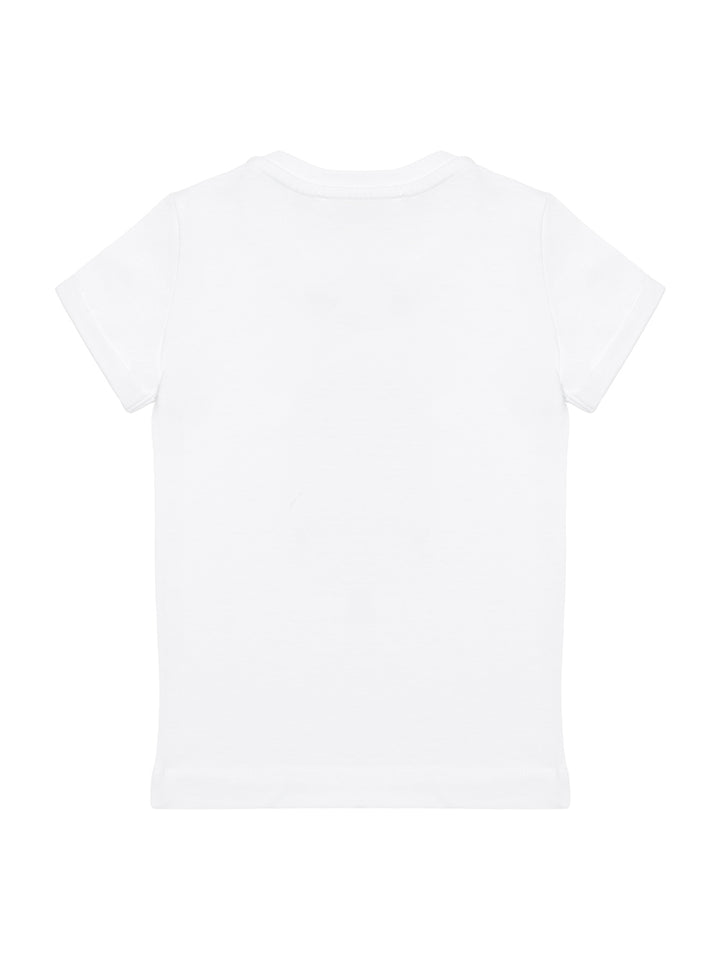 T-Shirt mit Märchenschloss-Print und Strass - Weiß