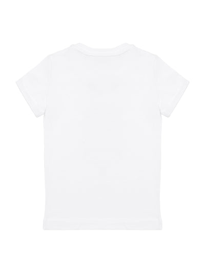 T-Shirt mit Märchenschloss-Print und Strass - Weiß