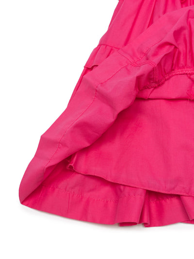 Gestuftes Trägerkleid mit Rüschen - Pink
