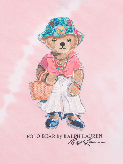 Batik-T-Shirt mit Bären-Maskottchen - Rosa