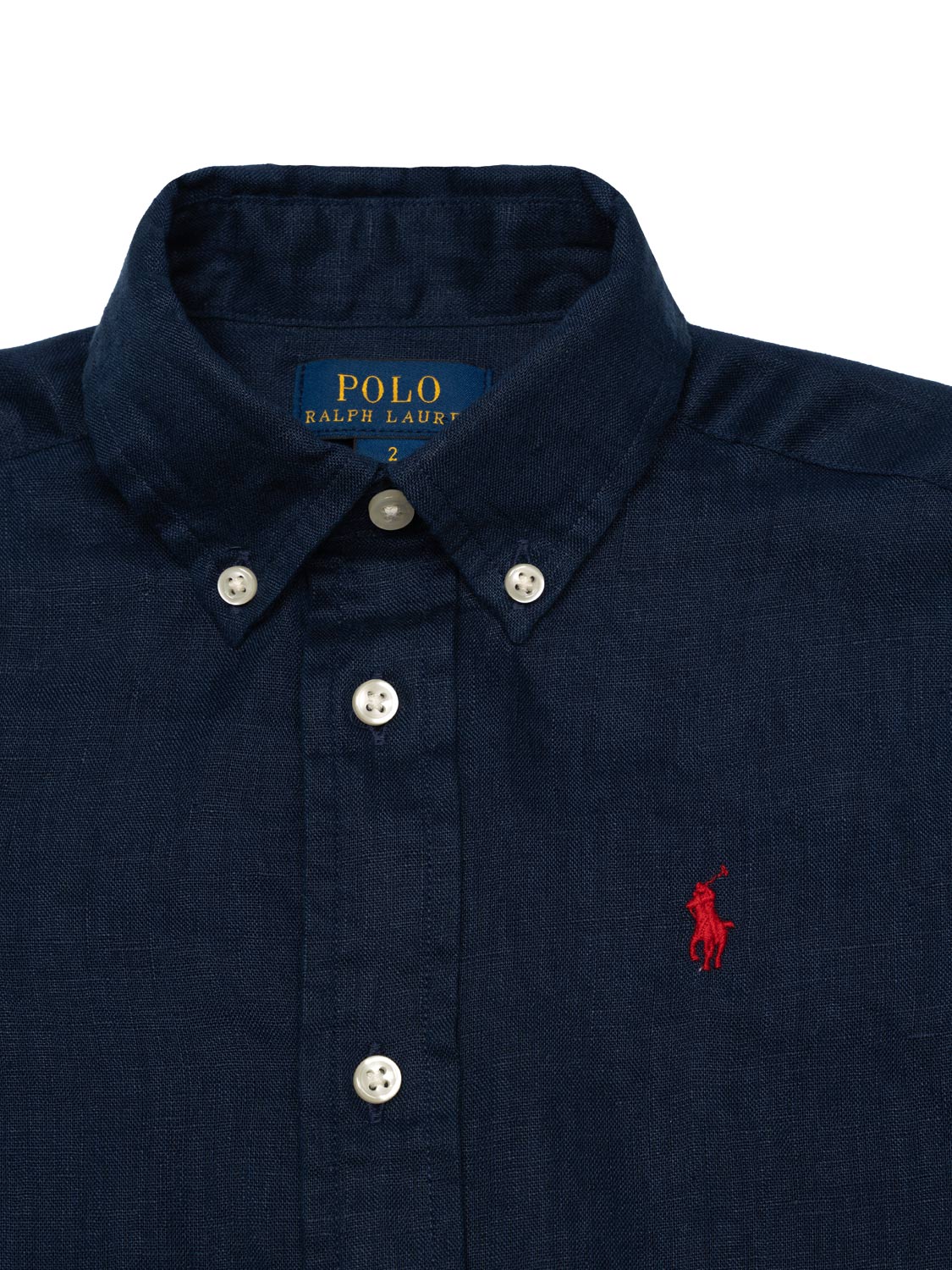 Leinenhemd mit Polo-Stickerei - Navy