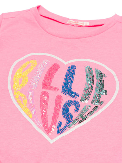 T-Shirt mit Logo-Pailletten-Verzierung - Rosa