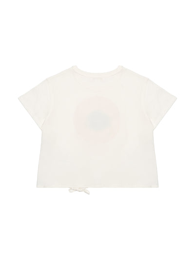 T-Shirt mit Logo und Zierknoten - Off White