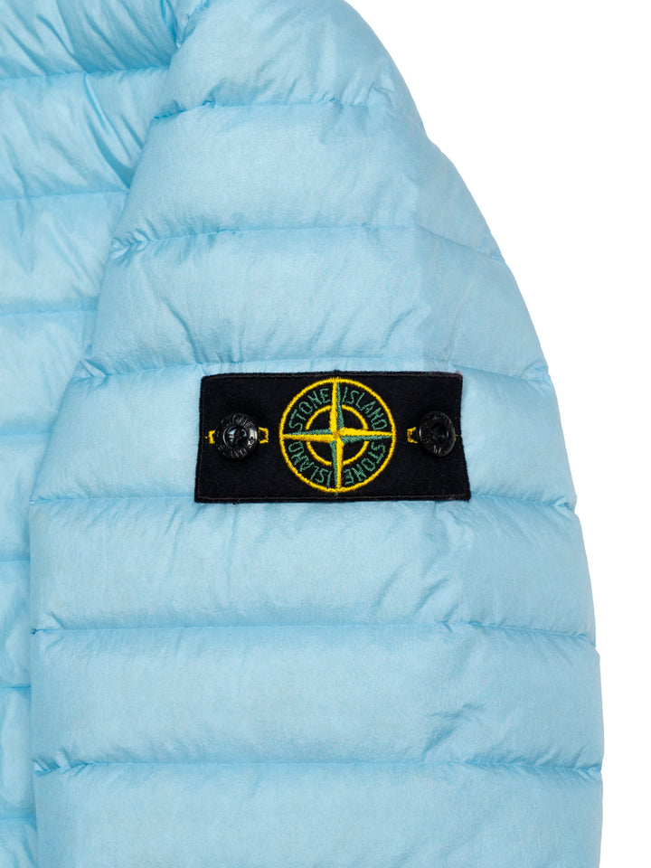 Gesteppte Daunenjacke mit Logo - Hellblau