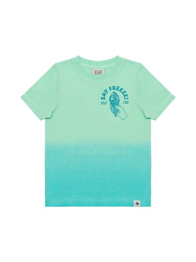 Dip-Dye T-Shirt mit Motiv-Print - Grün/Blau