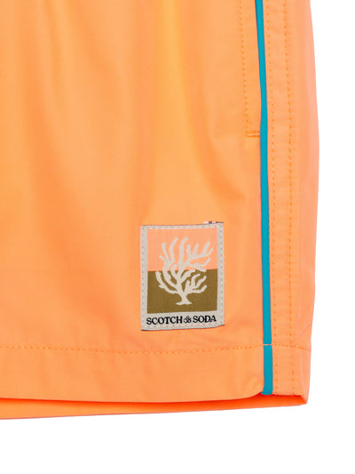 Badeshorts mit Logo-Patch - Neon-Orange