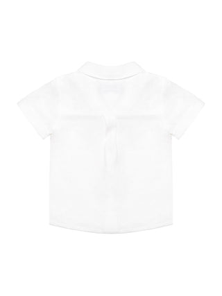 Leinenhemd mit Monogramm-Stickerei - Weiß