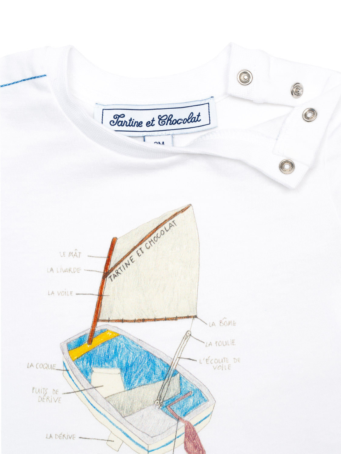T-Shirt mit Segelboot-Print - Weiß