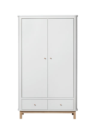 Wood Kleiderschrank 2türig - Weiß Eiche
