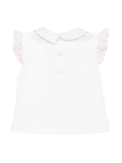 Set aus Shirt und Hose im Streifen-Design - Weiß/Rosa