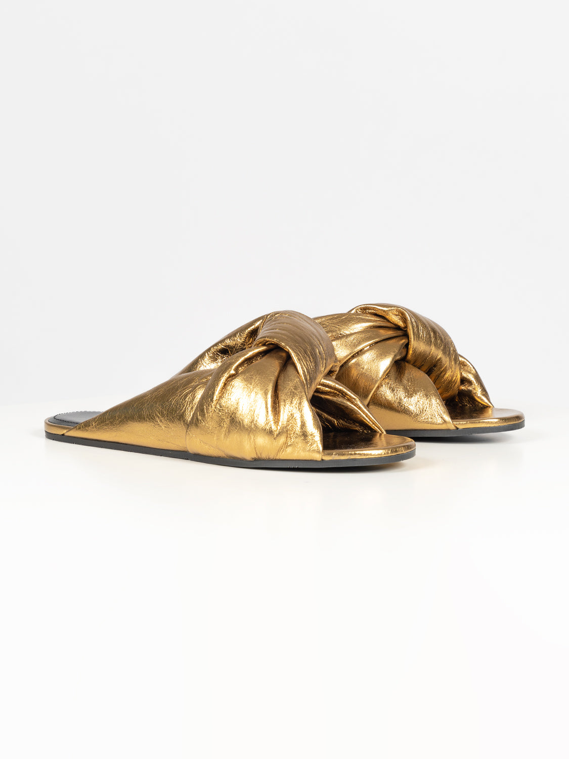 Flache Sandalen Drapy - Gold