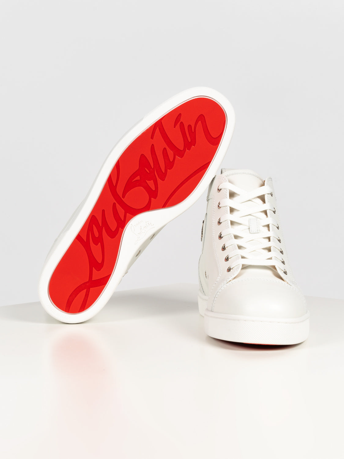 Louboutin Schuhe Damen High-Top Sneaker Louis Weiß