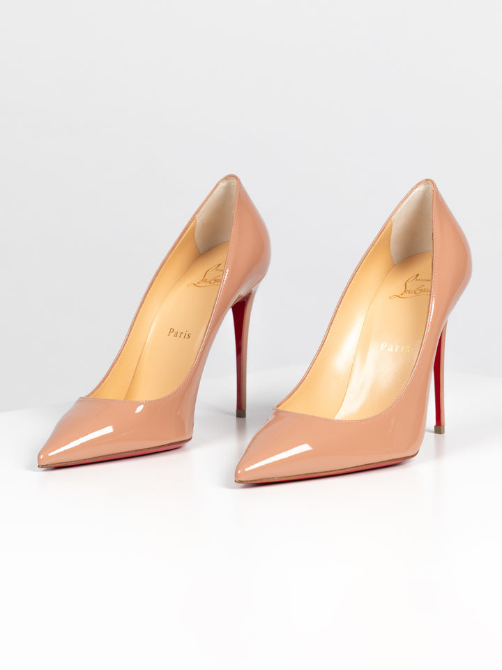 Kate 100 mm Patent Pumps - Nude