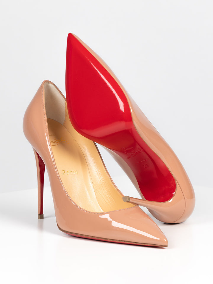 Kate 100 mm Patent Pumps - Nude