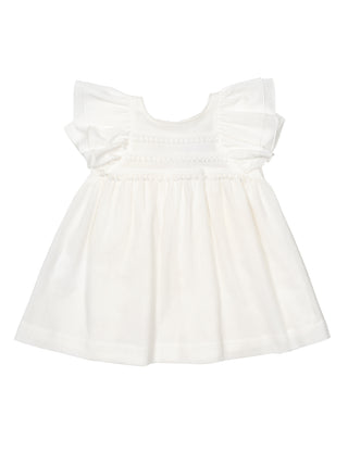 Taufkleid mit Rüschen und Spitzenborte