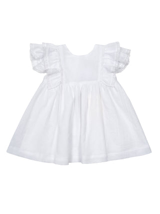 Taufkleid mit Rüschen und Spitzenborte